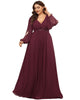 Chiffon V-Neckline Long Sleeve Formal Evening Dress - thumbnail