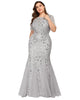 Floral Sequin Mermaid Tulle Evening Dress - thumbnail