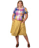 Gaia Plaid Button-Front Peplum Top - thumbnail