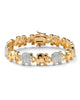 1.32 TCW Pave Cubic Zirconia Elephant-Link Charm Bracelet in 18k Gold-Plated 8" - thumbnail