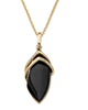 .15 TCW Marquise-Shaped Genuine Onyx and CZ Pendant Necklace 18k Gold-Plated 18" - thumbnail