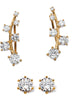 2.22 TCW CZ 14k Gold-plated Sterling Silver Ear Climber and Stud Earrings Set - thumbnail