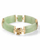 Green Genuine Jade 14k Yellow Gold Macaroni-Link Bracelet 7 1/4" - thumbnail