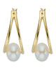Genuine Cultured Pearl 14k Gold-plated Sterling Silver Double Hoop Earrings - thumbnail