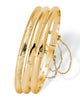 18k Gold-plated Silver 3-Piece Set of Etched and Polished Bangle Bracelets - thumbnail