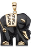 Genuine Black Jade Solid 10k Yellow Gold Elephant Pendant - thumbnail