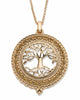 Tree of Life Antiqued Goldtone Magnifying Glass Pendant Necklace 24" - thumbnail