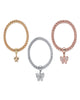Crystal Butterfly Rose Tone Goldtone and Silvertone Stretch Bracelet Set 8" - thumbnail