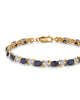 8.44 TCW Genuine Blue Sapphire 10k Yellow Gold "X & O" Tennis Bracelet 7 1/2" - thumbnail