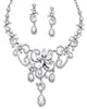 Swirl and Flower Crystal Necklace and Earrings 2-Piece Set Platinum-Plated - thumbnail