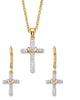 Diamond Accent Gold-Plated 2-Piece Cross Earring and Necklace Set 18"-20" - thumbnail