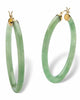 Genuine Green Jade 10k Yellow Gold Hoop Earrings - thumbnail