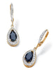 3.72 TCW Pear-Cut Genuine Midnight Blue Sapphire Halo Earrings 18k Gold-Plated - thumbnail