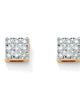 1/7 TCW Round Diamond 10k Yellow Gold Square-Shaped Stud Earrings - thumbnail