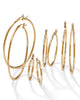 4-Pair Set Gold-Plated Sterling Silver Polished Hoop Earrings - thumbnail