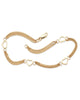 14k Yellow Gold-plated Sterling Silver Open Heart Station Ankle Bracelet 10" - thumbnail