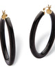 Genuine Black Jade Hoop Earrings in 14k Yellow Gold - thumbnail