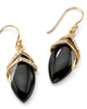 Marquise-Shaped Genuine Onyx Cubic Zirconia Accent 18k Gold-Plated Drop Earrings - thumbnail