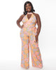 Smak Parlour Avocado Green & Multicolor Daisy Glamour Goddess Jumpsuit - thumbnail