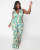 Smak Parlour Blue Paisley Floral Mod Print Flare Pants - thumbnail