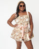 Smak Parlour Pink & Brown Floral Sweet & Sassy Skirted Romper - thumbnail