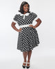 Smak Parlour Black & White Polka Dot Print Flare Dress - thumbnail