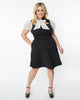 Smak Parlour Black & White Burnout Floral Flare Dress - thumbnail