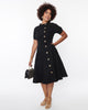 Unique Vintage Black Button Swing Dress - thumbnail