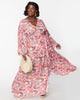 Unique Vintage Pink Rooster Print Wrap Maxi Dress - thumbnail