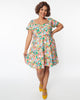 Unique Vintage Ribbit Rainbow Frog Print Swing Dress - thumbnail
