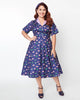 Unique Vintage Purple Umbrella Print Swing Dress - thumbnail