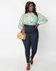 Unique Vintage Denim Bengaline & Peach Rizzo Cigarette Pants - thumbnail