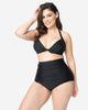 Unique Vintage All Black Monroe High Waist Bikini Bottom - thumbnail