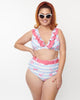 Barbie x Unique Vintage Malibu Beach Print Swim Bottoms - thumbnail