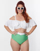 Unique Vintage Apple Mint & White Pin Dot Swim Bottoms - thumbnail