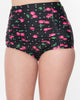 Unique Vintage Plus Size Black & Hot Pink Cherry Pin Dot Monroe Swim Bottom - thumbnail