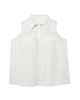 Corinna Sleeveless Silky Buttondown Shirt - thumbnail