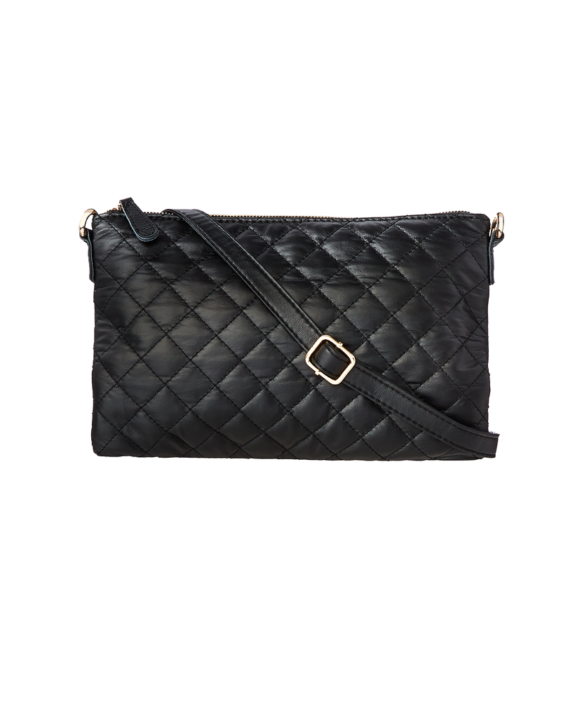 Zena Quilted Crossbody Bag | Black