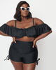 Unique Vintage Black Pull Tie Swim Shorts - thumbnail