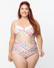 Unique Vintage Pastel Madras Gingham Marlene Crop Swim Top - thumbnail