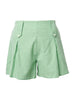 Smak Parlour Green & White Gingham Pleated Shorts - thumbnail
