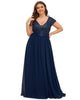 Empire Waist V-Neck Cap Sleeve Chiffon Evening Dress - thumbnail