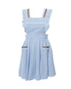 Unique Vintage Blue & White Gingham Ruffle Pinafore - thumbnail