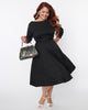 Unique Vintage Black Knit Devon Swing Dress - thumbnail