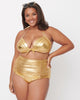 Unique Vintage Gold Monroe Halter Swim Top - thumbnail