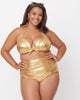Unique Vintage Gold Monroe High Waist Swim Bottom - thumbnail