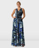 Butterfly print georgette ruched tier dress - thumbnail
