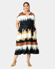 Tie-dye print crepe drop waist tiered dress - thumbnail