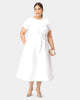 Obi belt dupioni scallop trim dress - thumbnail