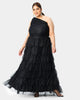 One-shoulder ruffle tier tulle dress - thumbnail
